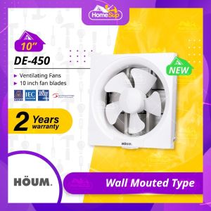 HOUM Ventilating Fan DE-450 - 10 Inch Wall Mounted Type - Ventilator / Wall Window Exhaust Fan DE450