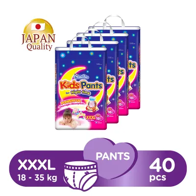 Mamypoko Kids Pants Premium Baby Diapers [GIRL] XXXL10 (4 Packs) (18 - 35kg)