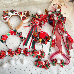 Christmas Hat with Cute Deer Antlers Lolitas Hair Clip Handmade Lolitas Hair Accessories Cute Hair Headband for Girls