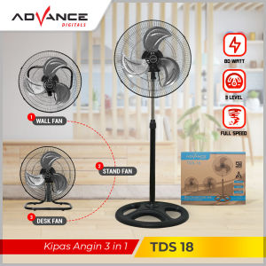 Advance TDS-18 Kipas Angin Besi 3 in 1 Fungsi Dinding / Duduk / Berdiri Kipas Garansi Resmi 1 Tahun