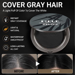 Grey Hair Cover Powder Root Touch Up Powder Temporary Hair Colour Powder Instant Natural Waterproof Sweatproof Compact Hair Shadow Powder