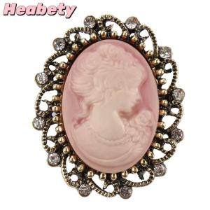 Heabety Vintage Gothic Style Head Statue Cameo Brooch Rhinestone Brooch for Women
