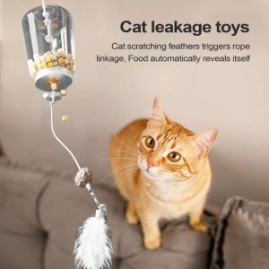 OUTOPEN Scratch Rope Cat Toy Food Feeder Leak Food Food Feeder Cat Treat Dispenser Toy Durable Pet Accessory Interactive Teaser Stick Mental Stimulation
