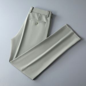 [ Summer New ][ Summer New ] Silk Casual Pants Summer Thin Mens High-end Business Trousers Real Silk Ice-feel Non-iron Draped Premium Mens Pants [ Ultra-Thin Sweat-Permeable ][ Ultra-Thin Sweat-Permeable ]