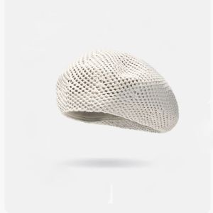 UNIITY Casual Straw Painter Cap Anti-UV Hollow Berets French Style Visor Cap Women Men