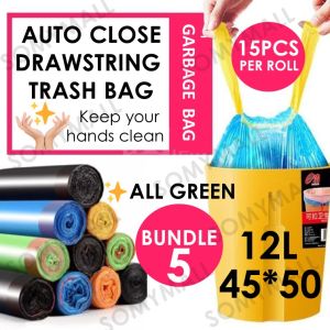 Trash bag Rubbish bag Plastic bag Bin bag kitchen bathroom/Disposable Plastic Drawstring Trash Bags Kitchen Storage And Clean Trash Bags [Bundle 5]