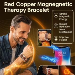 Red Copper Magnetic Therapy Bracelet Double Row Arthritis Bracelet for Men And Women Improves Circulation