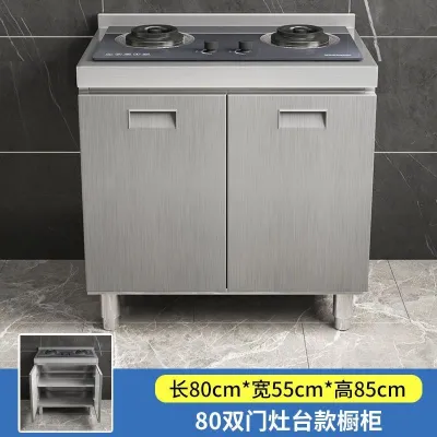 【No Need Installation】304 Stainless Steel Kitchen Cabinet Simple Stove Integrated Storage Cupboard Household Small