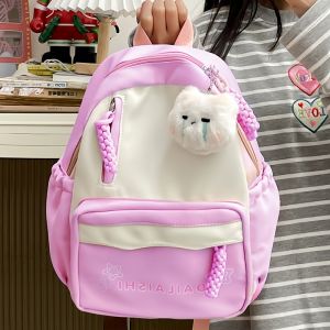 【Free liontin】Tas Sekolah Lucu Wanita /Macaron tas Macaron sekolah perempuan sma/korean style tas sekolah warna pink