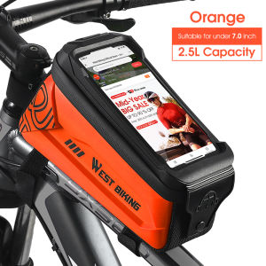WEST BIKING Bicycle Bag Top Front Tube Bag Touch Screen 7.0 Inch Phone Upgrade Waterproof Bike Accessories MTB Road Bike Bags Frame Bag