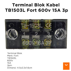 Terminal Blok Kabel TB1503L Fort 600v 15A 3p Terminal Blocks