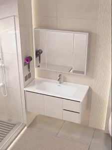 [CozyNest ]Honeycomb Aluminum Bathroom Cabinet Large Space Bathroom Mirror Cabinet Combination Type Toilet Cabinet