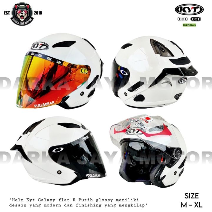 Kyt Half Face Helmet White HELM HALF FACE MIRIP KYT KYOTO SOLID