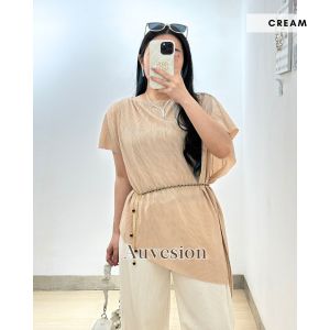 6164 Tania One Shoulder Plisket Top Blouse Atasan Wanita