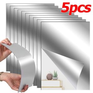 5Pcs HD Rectangle Mirror Wall Stickers / Self Adhesive Acrylic Mirrors / Thick Soft Stitching Mirror / Full Body Bedroom Bathroom Mirror