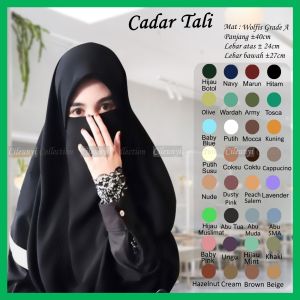 Niqab Cadar Tali Wolfish Syari Polos Cadar Tali 1 Layer / Niqob Tali Ninja 1 Leyer Wolvis / Cadar Anak dan Dewasa Muslim Yaman Murah Model Terbaru 2026 Pilih Warna COD Jahit Bawah Mata