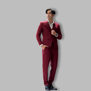 Jas Formal Pria - 1SET Jas Celana dan Rompi - Jas Pesta Pria - Jas Kantor Pria Exclusive - Marun