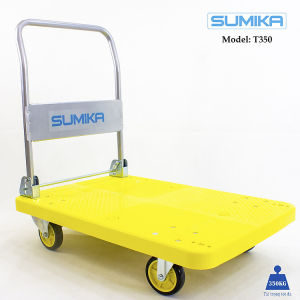 Xe đẩy hàng sàn nhựa SUMIKA T350 - Khung thép tay cầm gấp mở tiện lợi tải trọng 350kg
