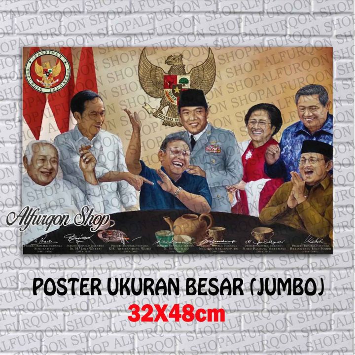 POSTER TUJUH PRESIDEN LINTAS SEJARAH NKRI / FOTO TUJUH PRESIDEN LINTAS SEJARAH NKRI / HIASAN DINDING / WALL DECOR / POSTER MURAH