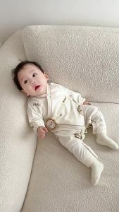 Newborn Spring and Autumn Style Pure Cotton Seamless a Belly-protecting outfit for babies long-sleeved monk-style clothing infant jumpsuit