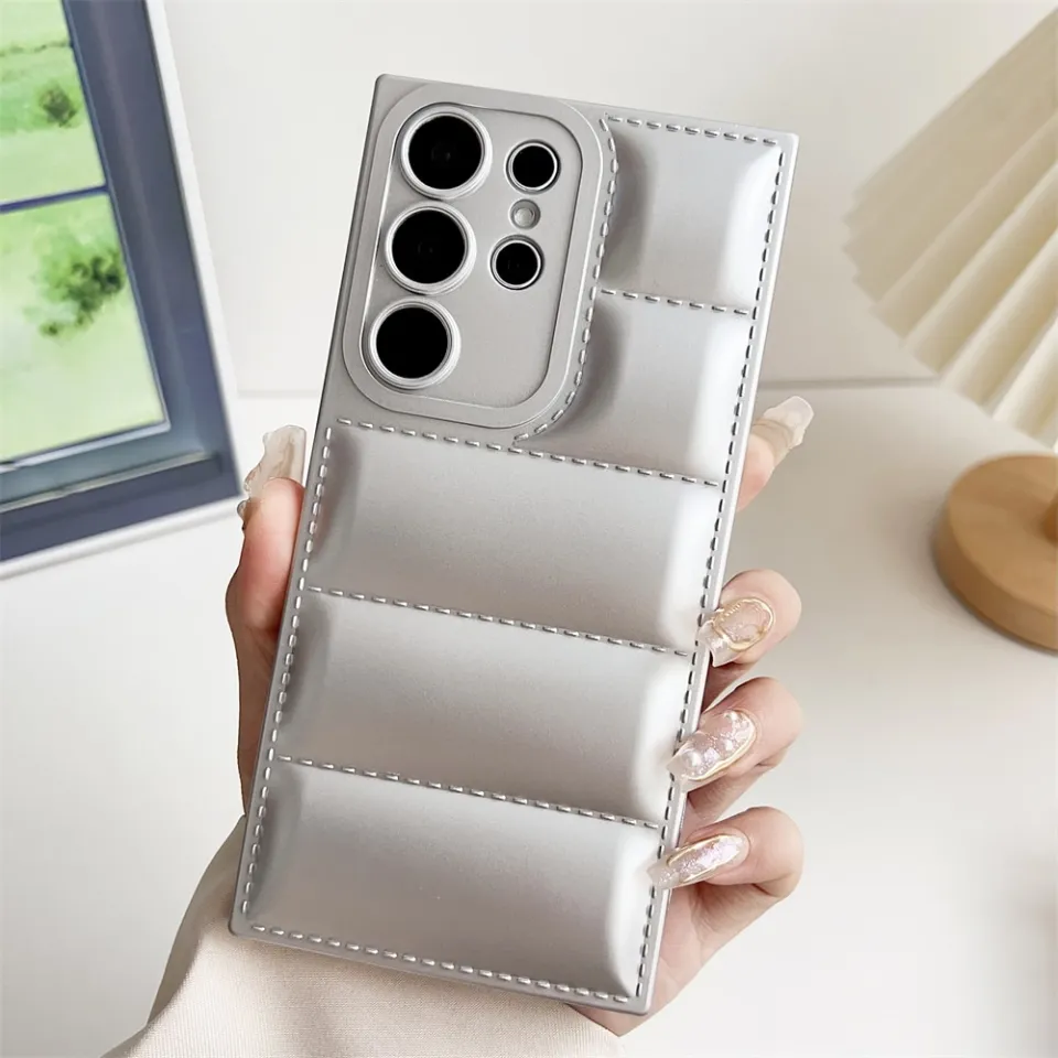 Cute Wave Puffer Down Jacket Phone Case For Samsung S24 S23 S22