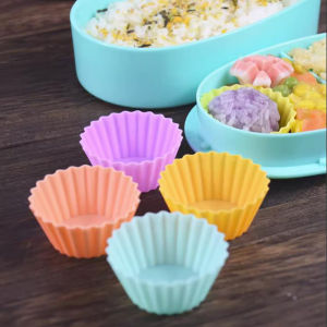 [Eqrbtl] 3Pcs Bento Divider Cup Easy Clean Mould Reusable Cake Mold Dessert Sushi Separate Storage Accessories Food Lunch Box Liner