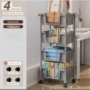 Trolley Storage Rack Organizer Shelving Portable Movable Waterproof Kitchen Toilet Bathroom Shelf