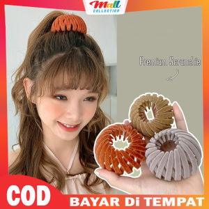 MALL - Aksesoris Rambut Ponytail Jepit Premium Wanita Beludru Sarang Burung Korea Scrunshie JPT19
