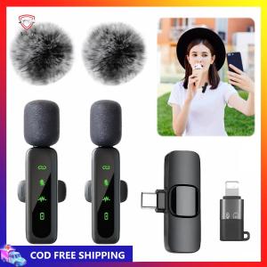 Lavalier Wireless Microphone with Noise Reduction 2-in-1 Plug-Play Lapel Clip-On Mic for Video Vlog Interview Podcast