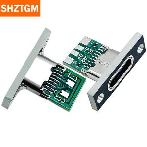 [COD] SHZTGM 1pcs Type-C Female Connector Jack Charging Port USB 3.1 Type C Socket With Fixing Plate