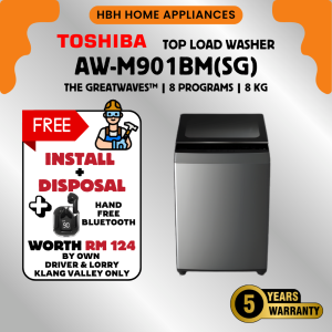 【Free Install】Toshiba AW-M901BM(SG) 8.0 KG Top Load Wahing Machine (Silver)