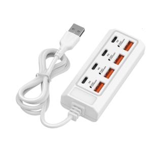 25W 8 sạc cổng USB điện thoại sạc nhanh mở rộng ổ cắm điện chuyển đổi 4 loại C + 4 cổng USB cho sạc điện thoại gắn tường