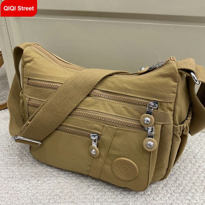 Multi Pocket Amazon Nylon Bags Solid Color Multi Pocket Zip