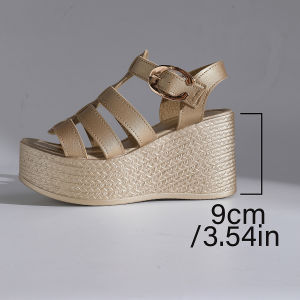 [Free Shipping] Plus-Size Knitted Wedge Sandals New Summer Style Platform-Soled Roman Sandals For Women Size 43