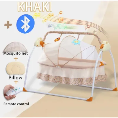 Playpark Electric Baby Cradle Swing Rocker Cradle Auto Rocker with Mosquito Net for Newborn Music Foldable