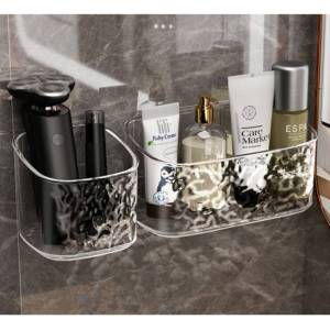 Bathroom Rack Punch Free With Drainage Holes Wall Mounted Water Ripple Acrylic Wash Basin Front Storage Box Toilet Stand Cosmetic Organizer