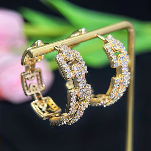 SEQUITO Personality Lady Big Round Hoop Earrings Yellow Gold Plated Micro Pave Tiny Sparkling Crystal Stone High Quality Banquet Party Ear Jewelry SE887