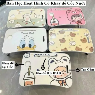 Bàn Học Ngồi Bệt Mặt Gỗ Chân Nhựa Abs 2022 và Bàn Học Hoạt Hình Có Khay để Cốc Nước