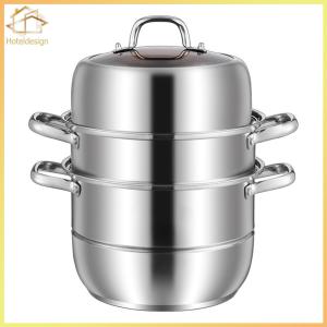 11inch 3 Tier Stainless Steel with Lid & Handle Steamer Pot Steaming Pot Thick Food Steamer for Vegetables Seafood