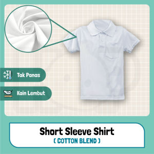 Baju Sekolah Budak Prasekolah Uniform Tshirt Polo Putih Budak Cotton Blend Lengan Pendek Panjang Kindergarten Clothes