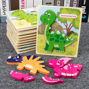 Toddler Puzzles 3D Dinosaur Wooden Puzzle for Toddler Kids 3 Year Old Educational Toys for Preschool Kindergarten Boys and Girls