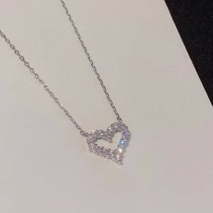 Korean Sweet Crystal Heart Necklace For Women Jewelry 2026 Trending New Luxury Womens Silver Color Necklaces Colar Kolye Gifts