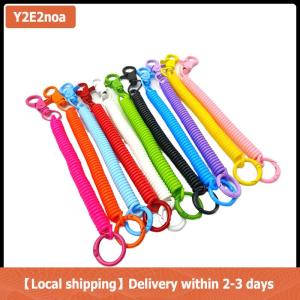 【Local shipping】 Colorful Lobster Clasp ID Card Holder Lanyard Keyring Anti-lost Spring Rope Retractable Keychain Mobile Phone Chain