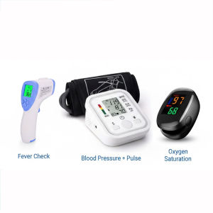 3in1 Electronic Blood Monitor Arm Style With Medical Fingertip Pulse Oximeter (SMH-01) And Infrared Digital Thermometer