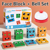 NIKO 72pcs Cards Wooden Face Changing Educational Magic Cube Building Blocks Kids Puzzle Board Game