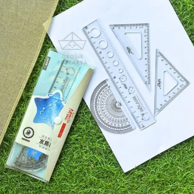 Penggaris Set ZODIAC isi 4 pcs in 1 Ruler 20cm Garisan 20 cm Plastik Mistar Zodiak Alat Perlengkapan Tools Stuff Equipment Kelengkapan Sekolah Kantor Lengkap Garis Busur Segi Lima Siku Murah Ringan Seni Art Math Mathematics Matematika Grosir Prakarya