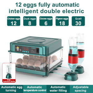 Egg Automatic Digital Incubator 220V/12V Dual Power Egg Incubator 12/24/48/64/130 Intelligent Digital Hatcher Brooder with Temperature Control and Auto Turning for Hatching Chicken Duck Goose Quail Birds Incubators for Farm