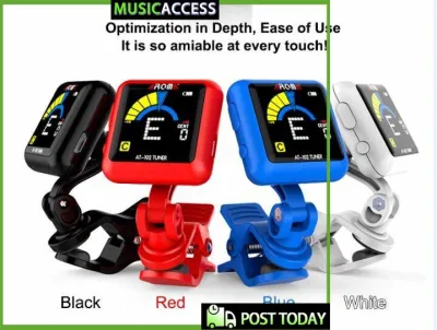 AROMA AT-101 Portable Mini Clip-on Digital Tuner guitar tunner with Foldable Rotating Clip High Sensitivity guitar accessories