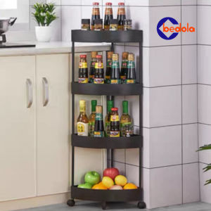 Rak mandi triangle rak dapur plastik rak troli rak susun serbaguna keranjang penyimpanan portable 4 susun dengan roda