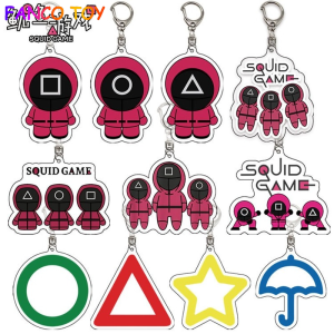 Móc Khóa Trò Chơi Mực Móc Khóa Tròn Sáu Mặt Bằng Acrylic Móc Khóa Người Lính Hóa Trang Keychain Keychain Keychain Keychain Keychain Lee Jung Jae Cùng Phong Cách Móc Khóa Nhân Vật Trò Chơi Mực Quà Tặng